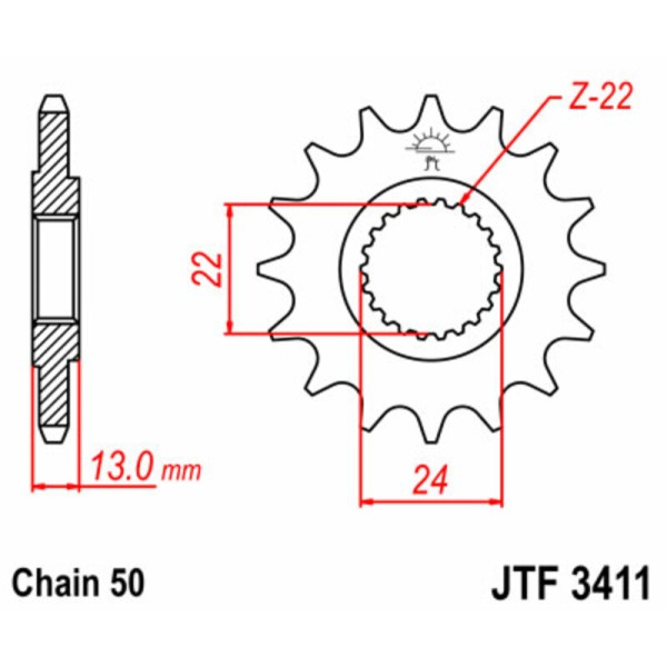 Pignon JT SPROCKETS acier standard 3411 - 520