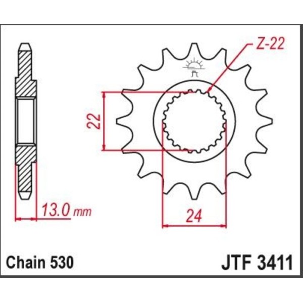 Pignon JT SPROCKETS acier standard 3411 - 520