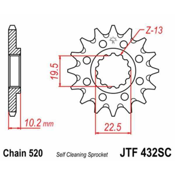Pignon JT SPROCKETS acier anti-boue 432 - 520