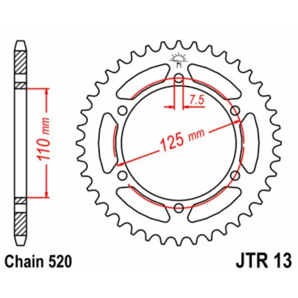 Couronne JT SPROCKETS acier standard 13 - 520