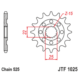 Pignon JT SPROCKETS acier standard 1025 - 525