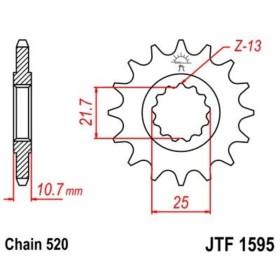 Pignon JT SPROCKETS acier anti-bruit 1595 - 520