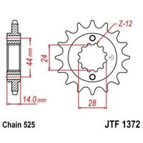 Pignon JT SPROCKETS acier anti-bruit 1372 - 525