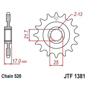 Pignon JT SPROCKETS acier anti-bruit 1381 - 520