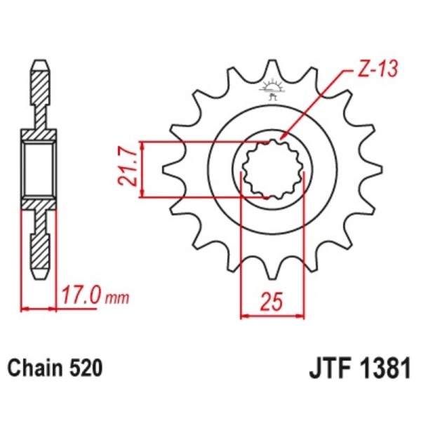 Pignon JT SPROCKETS acier anti-bruit 1381 - 520