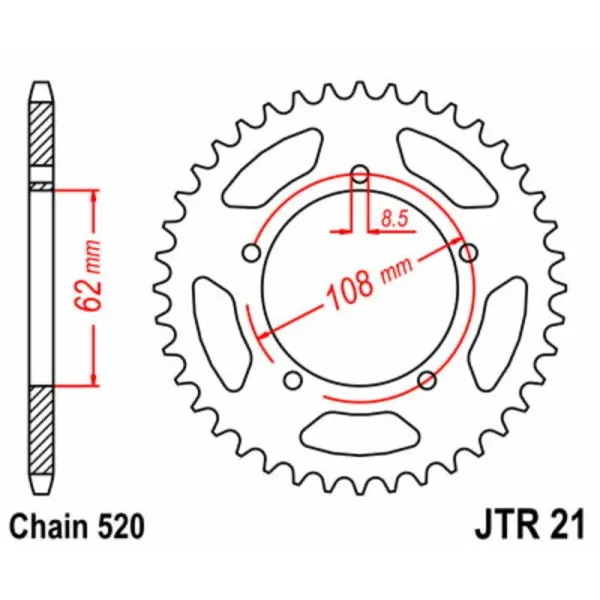 Couronne JT SPROCKETS acier standard 21 - 520