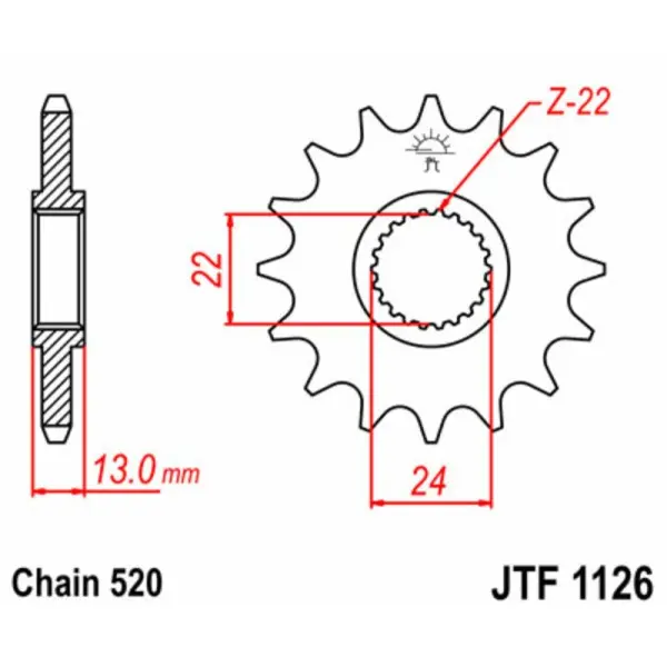 Pignon JT SPROCKETS acier standard 1126 - 520
