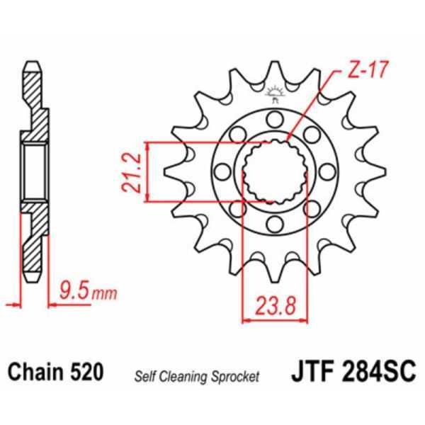 Pignon JT SPROCKETS acier anti-boue 284 - 520