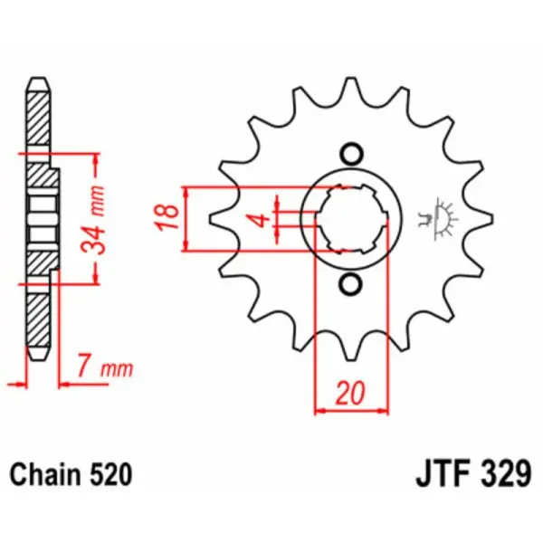 Pignon JT SPROCKETS acier standard 329 - 520