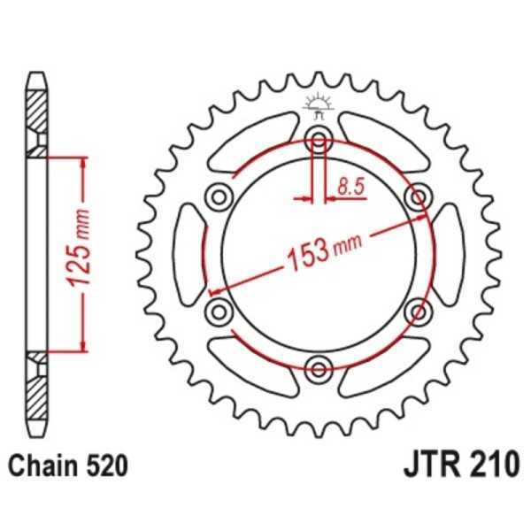 Couronne JT SPROCKETS acier standard 210 - 520