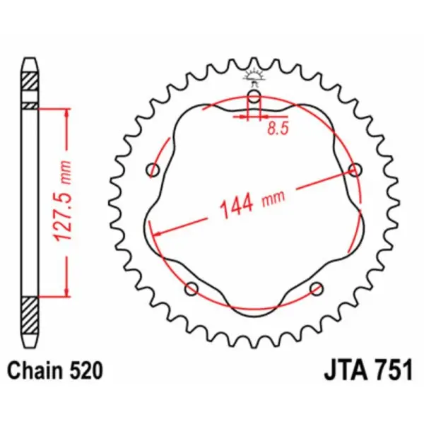 Couronne JT SPROCKETS aluminium 751 - 520