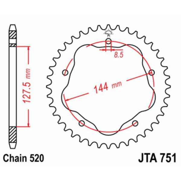 Couronne JT SPROCKETS acier standard - 520 - nécessite un porte-couronne JT