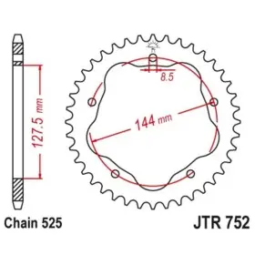 Couronne JT SPROCKETS acier 752 - 525