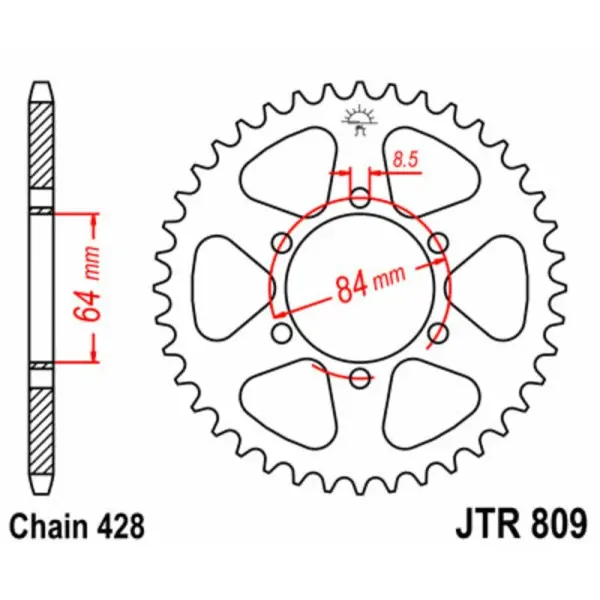 Couronne JT SPROCKETS acier standard 809 - 428