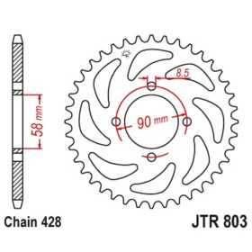 Couronne JT SPROCKETS acier ultra-light anti-boue anodisé dur 803 - 428