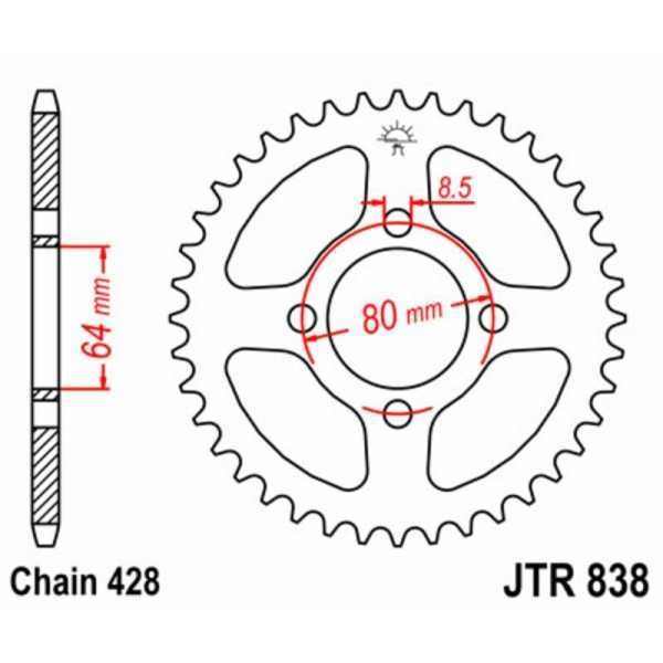 Couronne JT SPROCKETS acier standard 838 - 428