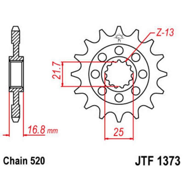 Pignon JT SPROCKETS acier anti-bruit 1373 - 520