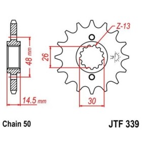 Pignon JT SPROCKETS acier anti-bruit 339 - 530