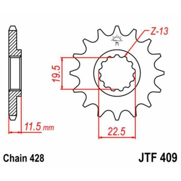 Pignon JT SPROCKETS acier standard 409 - 428