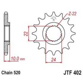 Pignon JT SPROCKETS 16 dents acier standard pas 520 type 402