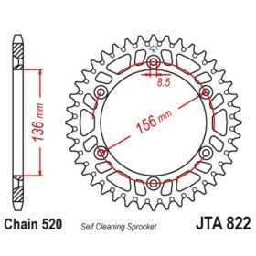 Couronne JT SPROCKETS aluminium ultra-light anti-boue 822 - 520