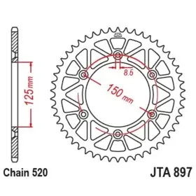 Couronne JT SPROCKETS aluminium ultra-light anti-boue 897 - 520