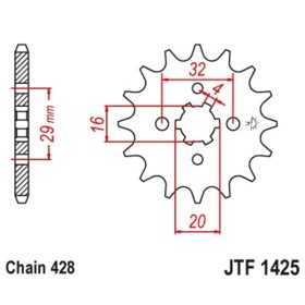Pignon JT SPROCKETS 15 dents acier standard pas 428 type 1425