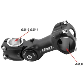 Potence de guidon de vélo UNO Réglable de 0º à 60º L&nbsp;: 110&nbsp;mm Ø31,8 Argent