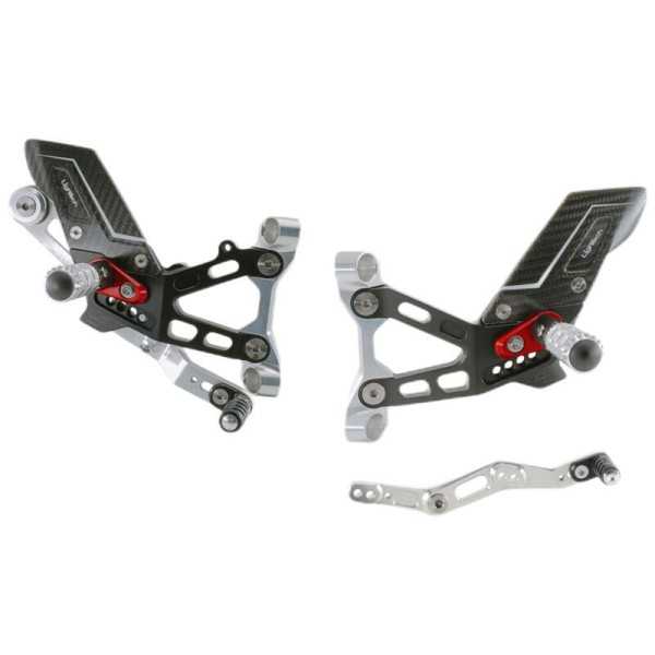 Commandes reculées réglables/repliables LIGHTECH Racing sélection standard et inversée noir/rouge BMW S1000RR