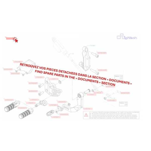 Commandes reculées réglables fixes LIGHTECH sélection standard et inversée - Yamaha YZF R7