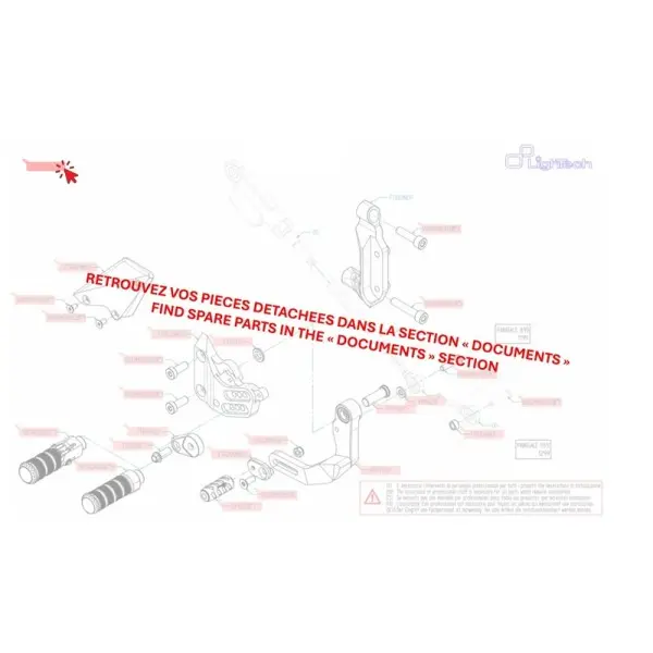 Commandes reculées fixes LIGHTECH sélection standard et inversée noir BMW S1000RR