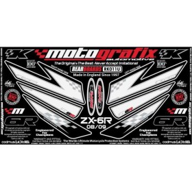 Kit déco arrière MOTOGRAFIX blanc Kawasaki ZX6R Ninja