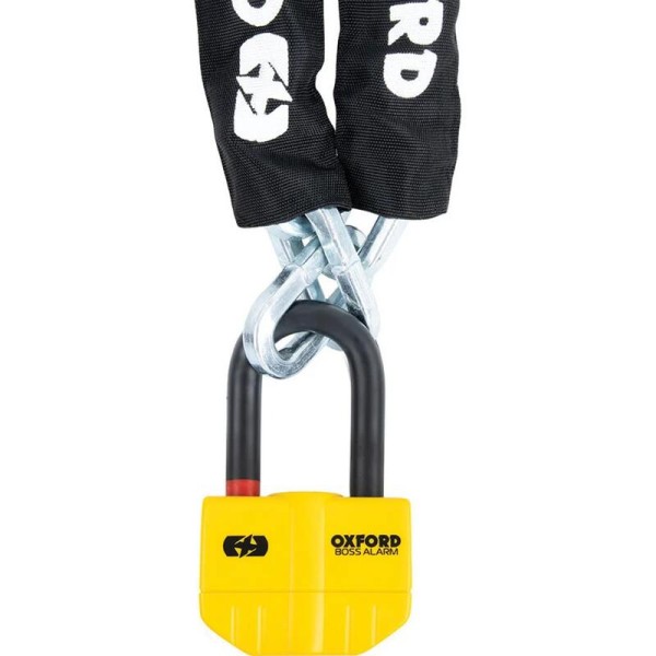 Antivol chaîne OXFORD Boss Alarm 14mm + chaîne 12mm x 2m