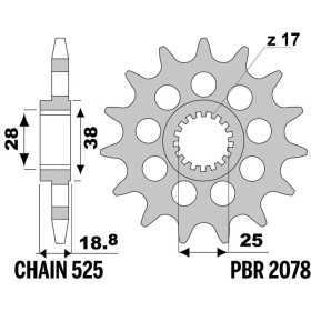 Pignon PBR acier standard 2078 - 525