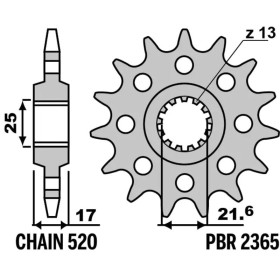 Pignon PBR acier standard 2365 - 520