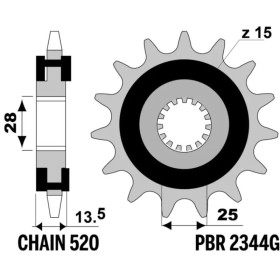 Pignon PBR acier anti-bruit 2344 - 520