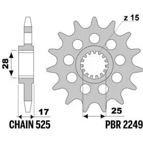 Pignon PBR acier standard 2249 - 525