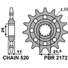 Pignon PBR Racing acier standard 2172 - 520