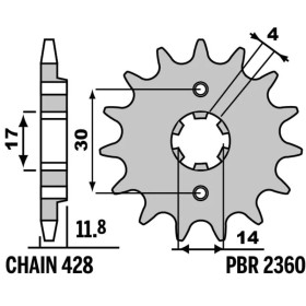 Pignon PBR acier standard 2360 - 428