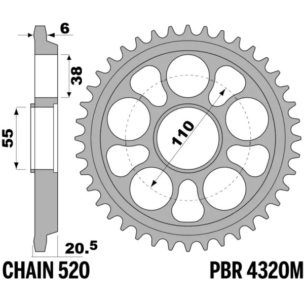 Couronne PBR acier C45 revenu 4320M - 520