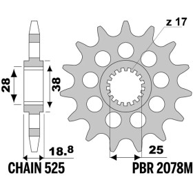 Pignon PBR acier standard 2078M - 525