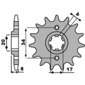 Pignon PBR acier standard 267 - 520