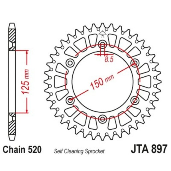 Couronne JT SPROCKETS aluminium ultra-light 897 - 520