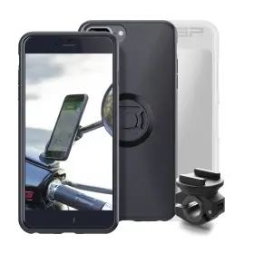 Pack complet SP-CONNECT Moto Bundle fixé sur rétroviseur iPhone 8+/7+/6S+/6+