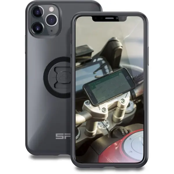 Pack complet SP-CONNECT Moto Bundle fixé sur guidon iPhone 11 Pro Max
