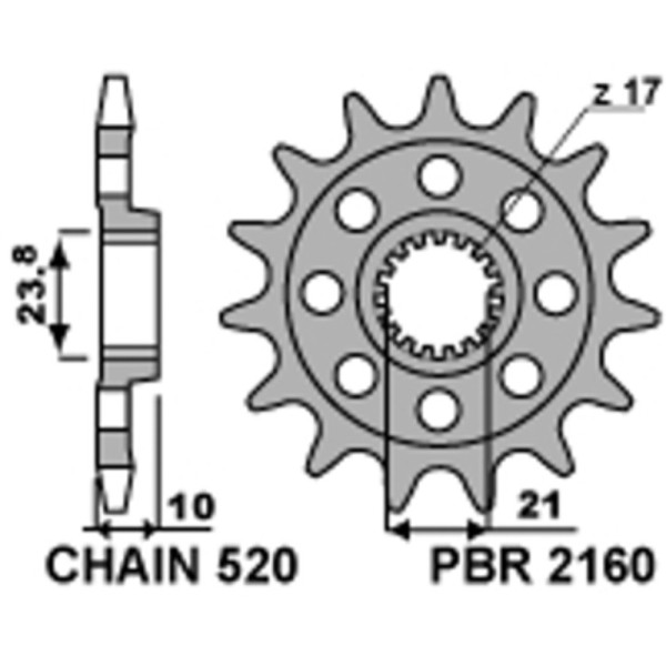 Pignon PBR acier standard 2260 - 520