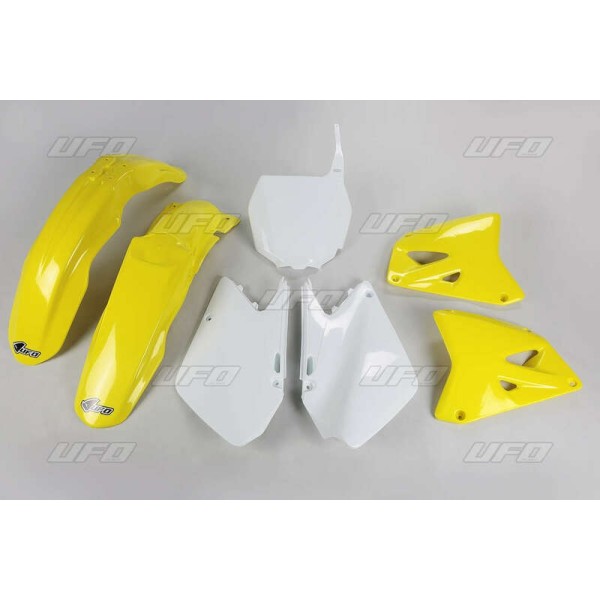Kit plastique UFO couleur origine jaune/blanc Suzuki RM125/250