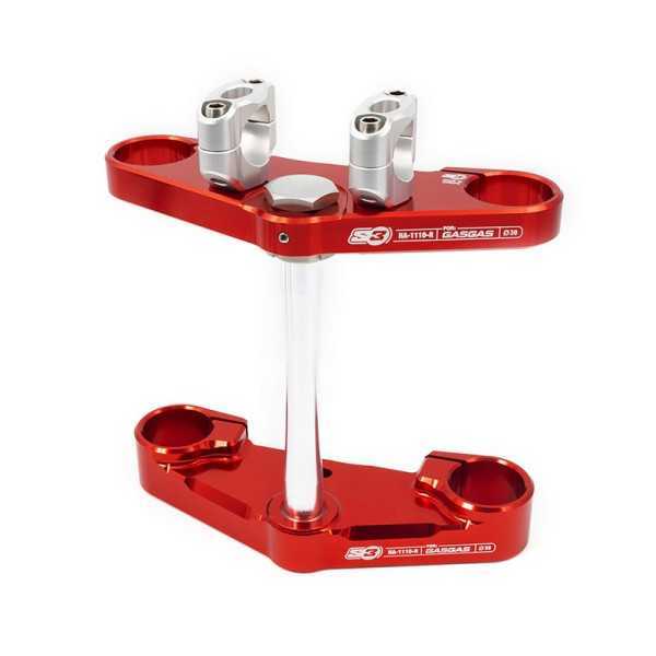 Té de fourche complet S3 Ø39mm rouge Gas Gas Pro fourche Tech