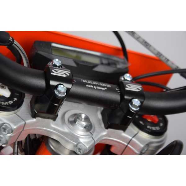 Pontets de guidon SCAR Ø28.6mm +35 à 50mm pour té de fourche origine KTM/HVA/BETA/SHERCO