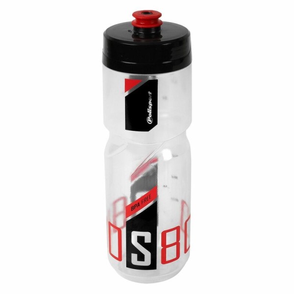 Bidon POLISPORT S800 clair/noir/rouge bouchon à visser 800ml